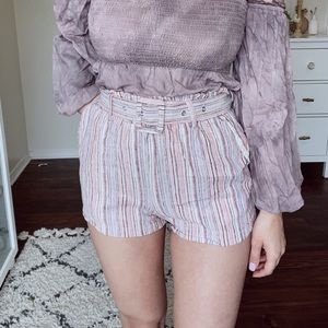 Pastel striped soft shorts